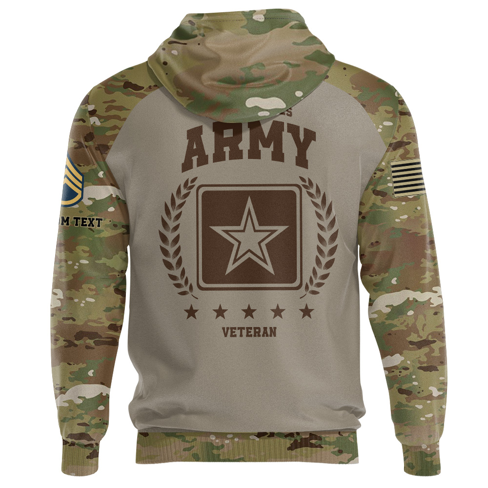 Customized Army Branches US Army Veteran Camo Pattern – Hoodie – Medalmerch