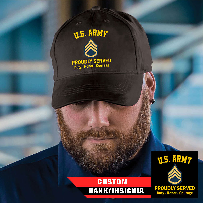 Customized Rank U.S. Army Proudly Served - Embroidered Hat - Medalmerch