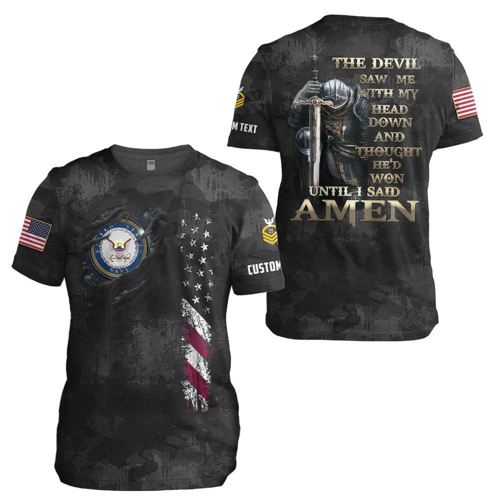 Customized Rank US Navy Veteran The Devil Saw Me With My Head Down And ...