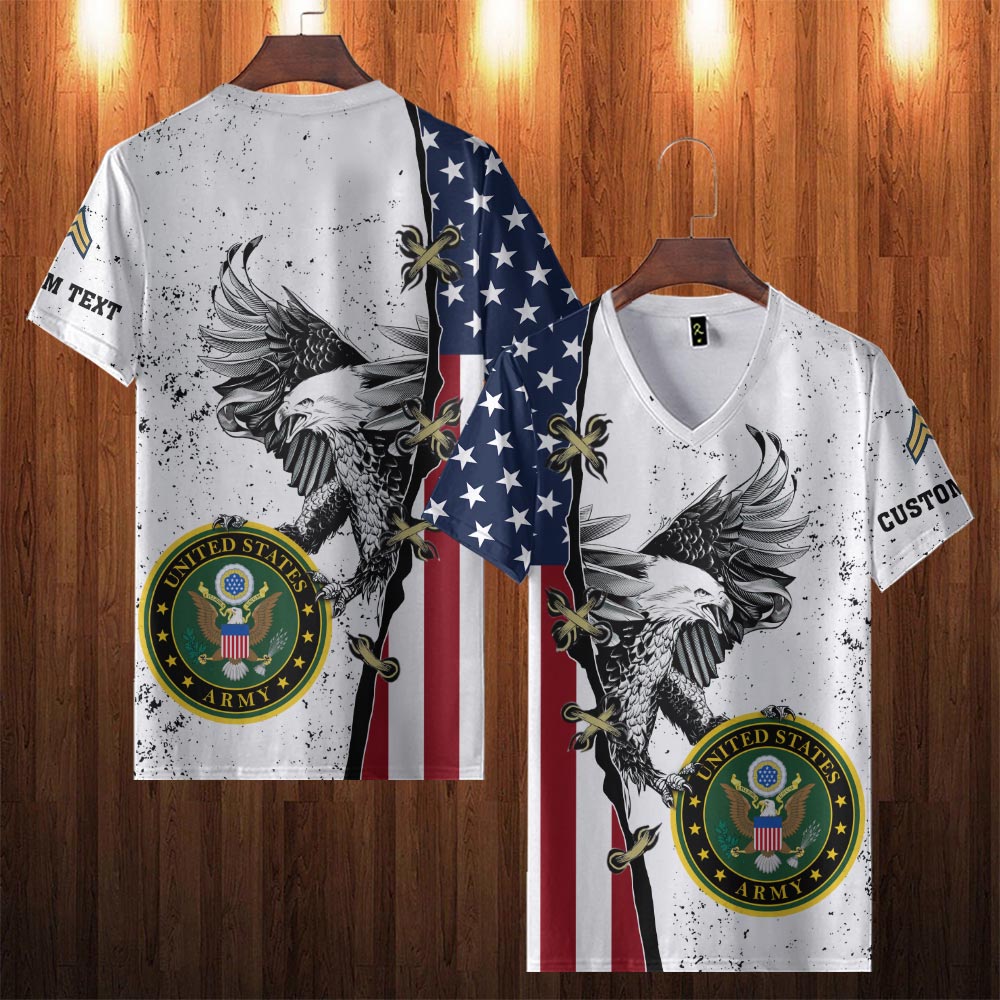 Customized U.S. Army 3D Shirts #7584 - V-neck - Medalmerch